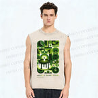 Unisex Green Bauhaus Design Printed Washed Tank Top