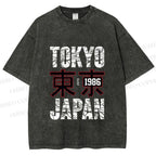 Unisex Tokyo Japan Printed Washed Tee