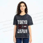Unisex Tokyo Japan Printed Washed Tee