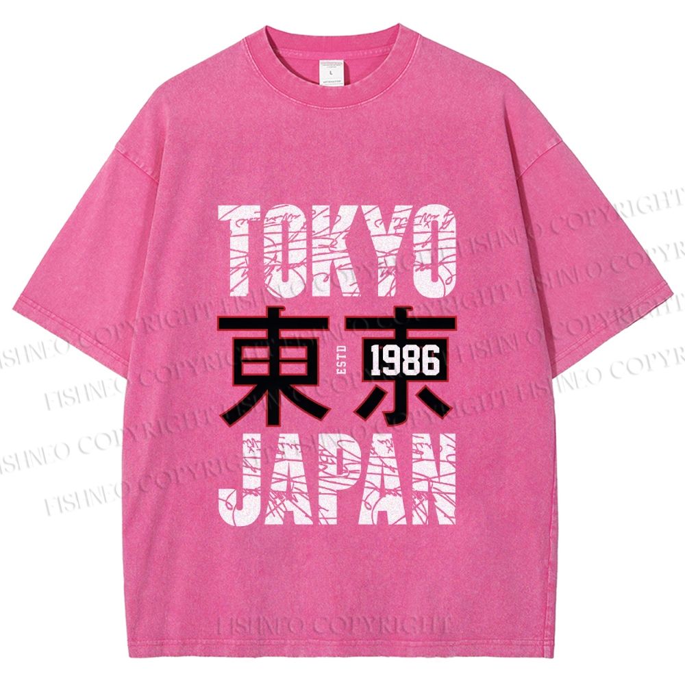 Unisex Tokyo Japan Printed Washed Tee