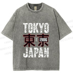 Unisex Tokyo Japan Printed Washed Tee