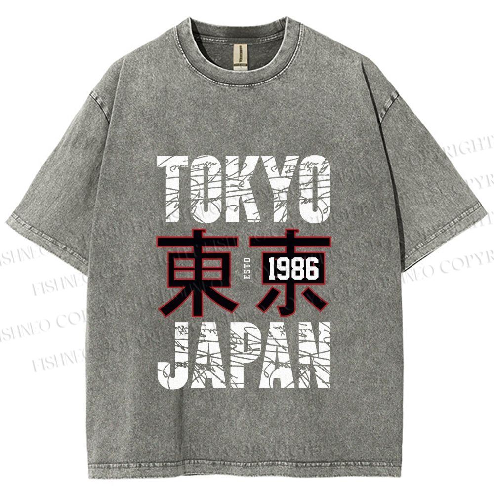 Unisex Tokyo Japan Printed Washed Tee
