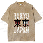 Unisex Tokyo Japan Printed Washed Tee