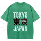 Unisex Tokyo Japan Printed Washed Tee