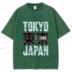 Unisex Tokyo Japan Printed Washed Tee