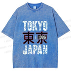 Unisex Tokyo Japan Printed Washed Tee