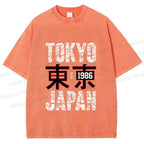 Unisex Tokyo Japan Printed Washed Tee
