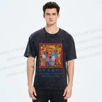 Unisex Yayoi Kusama Graffiti Printed Washed Tee