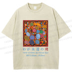 Unisex Yayoi Kusama Graffiti Printed Washed Tee