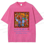 Unisex Yayoi Kusama Graffiti Printed Washed Tee