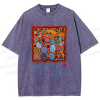 Unisex Yayoi Kusama Graffiti Printed Washed Tee