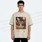 Unisex Yayoi Kusama Ramen Cat Printed Washed Tee