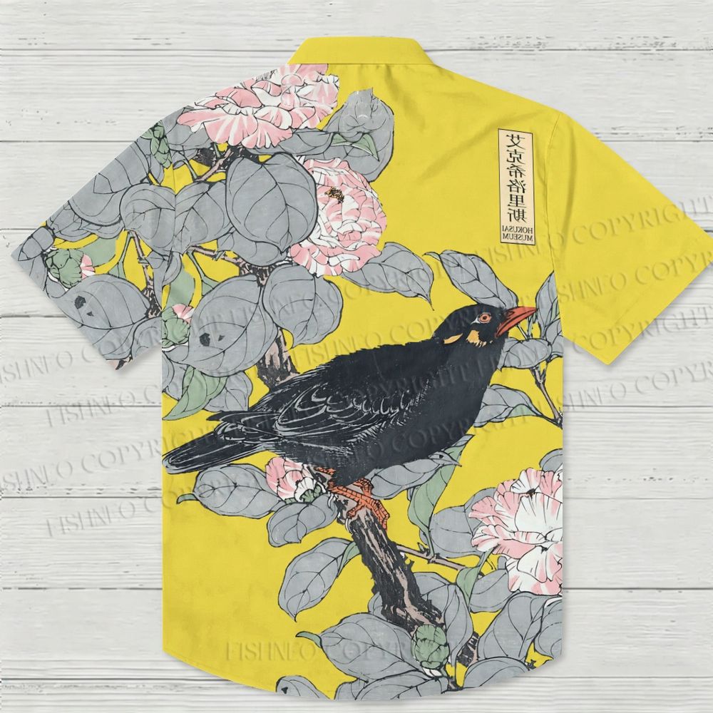 Vintage Bird in Flowers Hawaiian Shirt