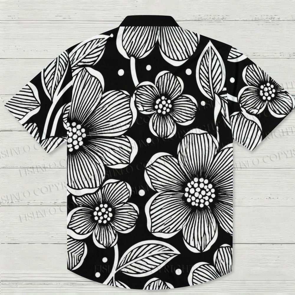 Yayoi Kusama Black Flower Hawaiian Shirt