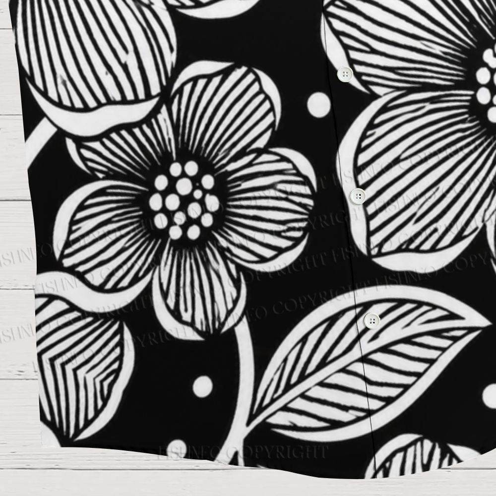 Yayoi Kusama Black Flower Hawaiian Shirt