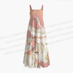 Vintage Crane Printed Maxi Dresses