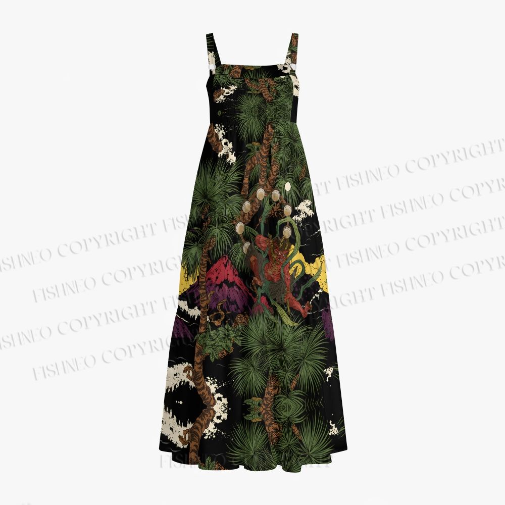 Japanese Yokai Printed Maxi Dresses
