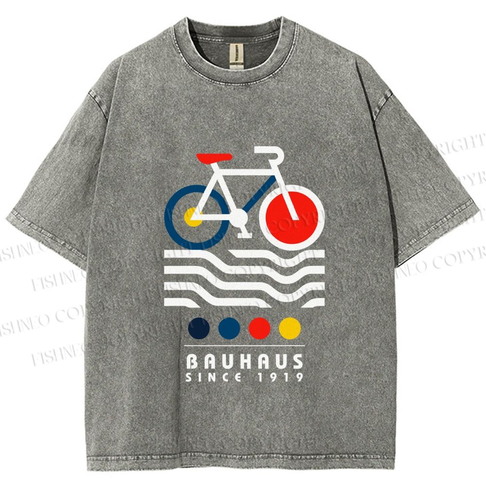 Unisex Bauhaus Bicycle Printed Washed Tee