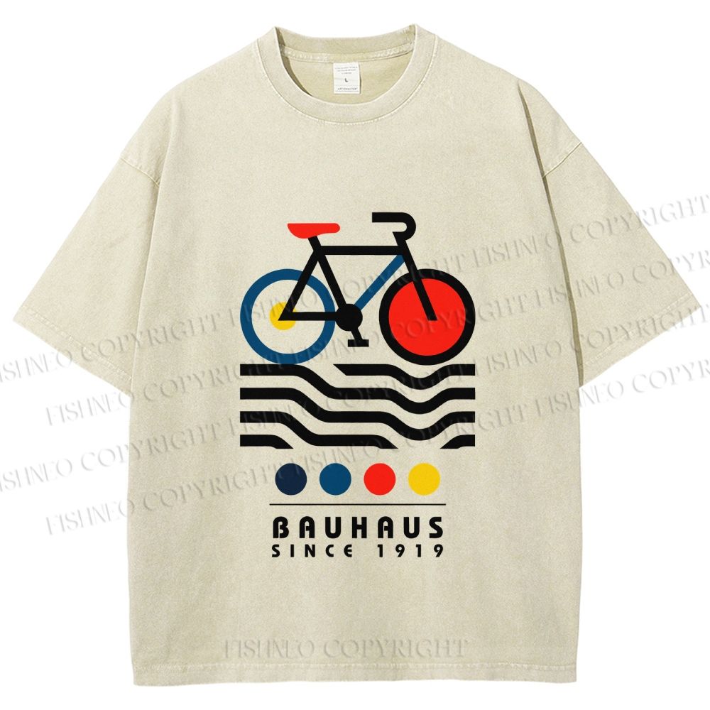 Unisex Bauhaus Bicycle Printed Washed Tee