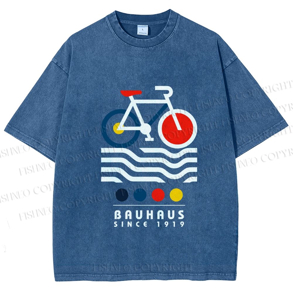 Unisex Bauhaus Bicycle Printed Washed Tee