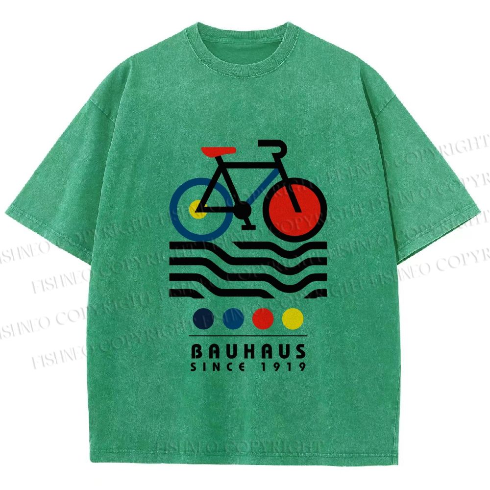 Unisex Bauhaus Bicycle Printed Washed Tee