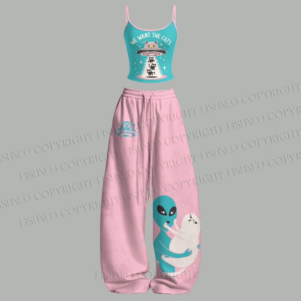 We Want The Cats Top & Elasticated Trousers Two-Piece Set
