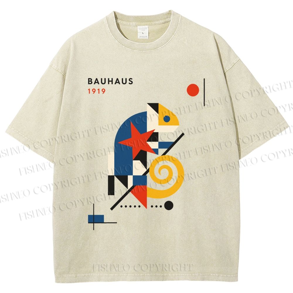 Unisex Bauhaus Lizard  Printed Washed Tee