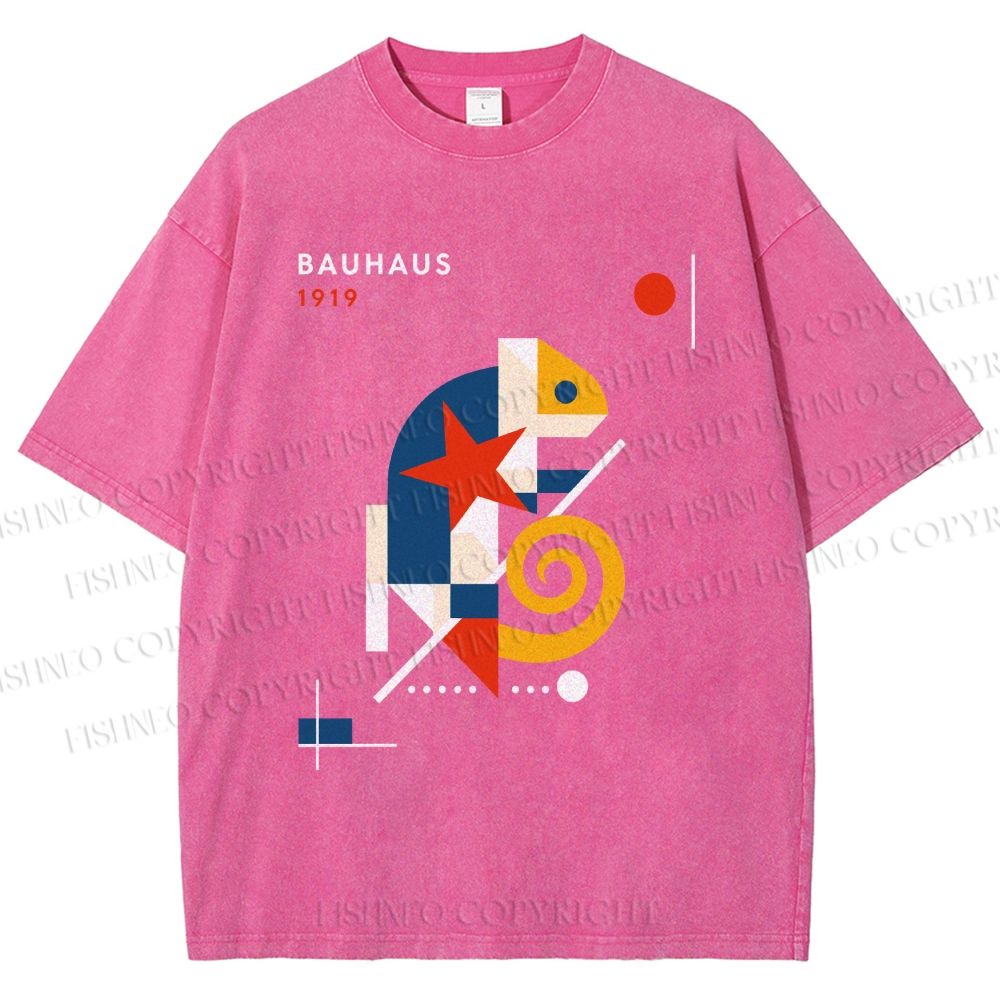 Unisex Bauhaus Lizard  Printed Washed Tee