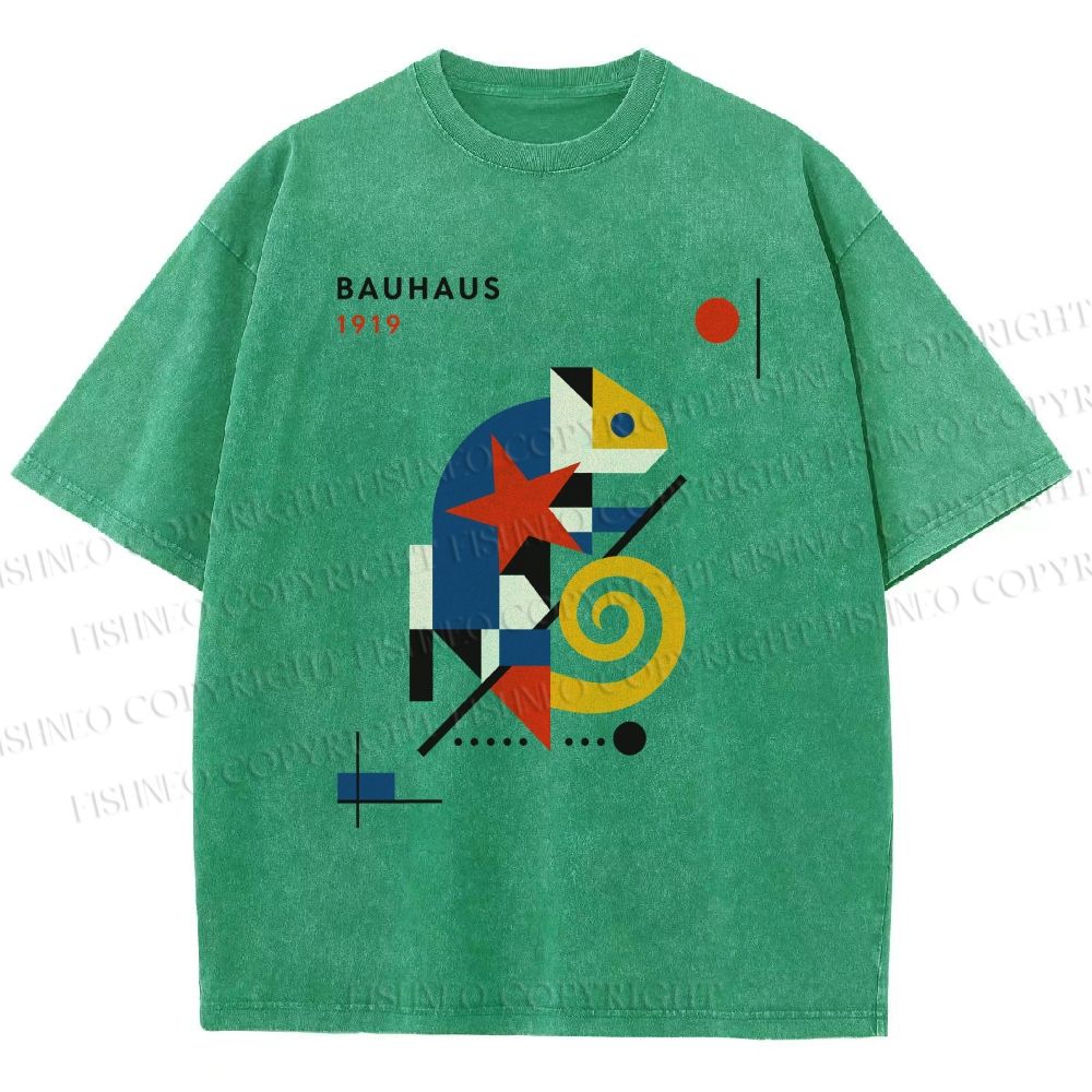Unisex Bauhaus Lizard  Printed Washed Tee