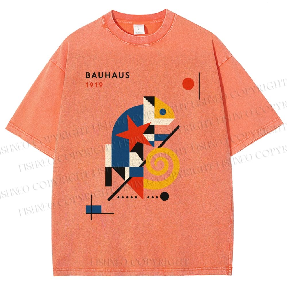 Unisex Bauhaus Lizard  Printed Washed Tee