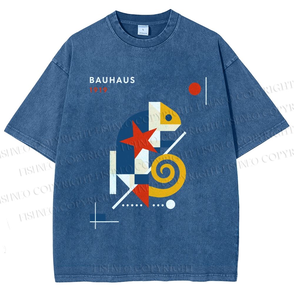 Unisex Bauhaus Lizard  Printed Washed Tee