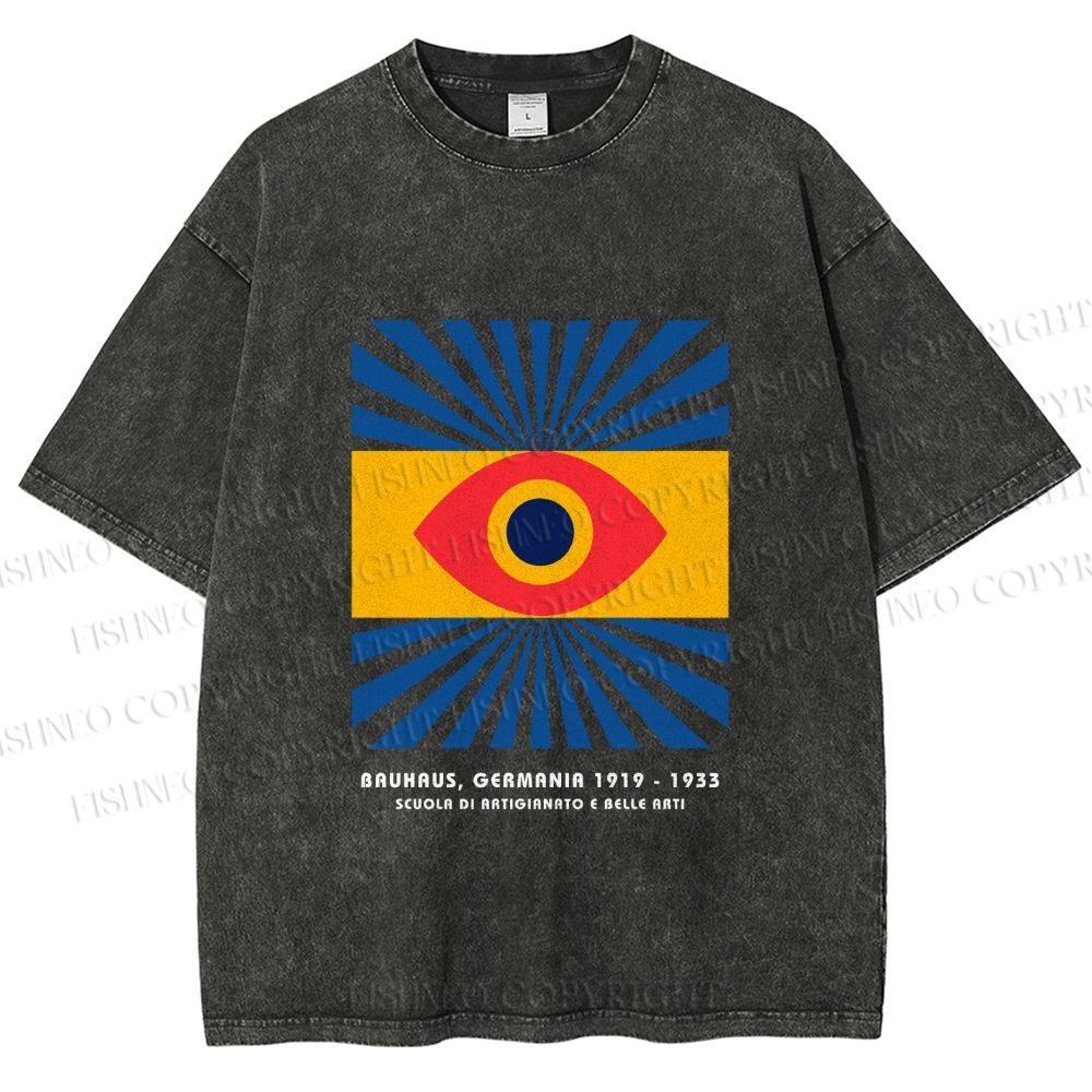 Unisex Bauhaus Eye Printed Washed Tee