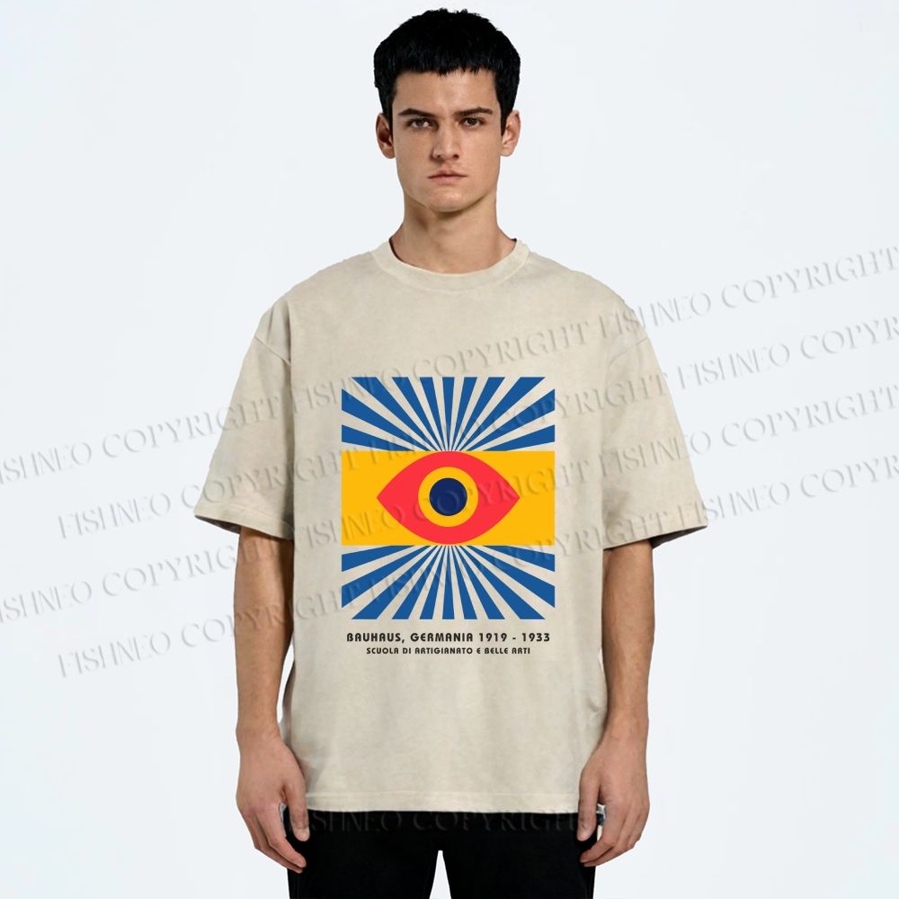 Unisex Bauhaus Eye Printed Washed Tee