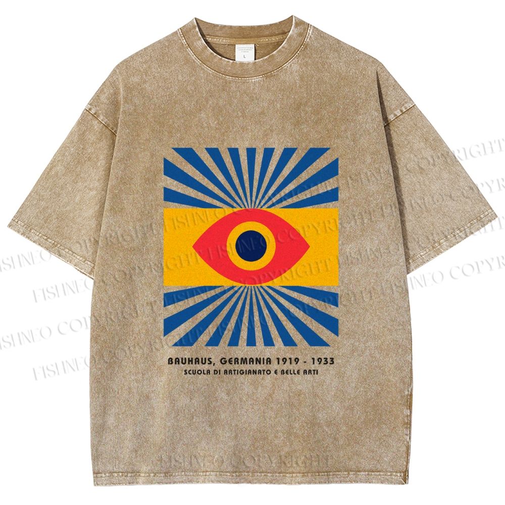 Unisex Bauhaus Eye Printed Washed Tee