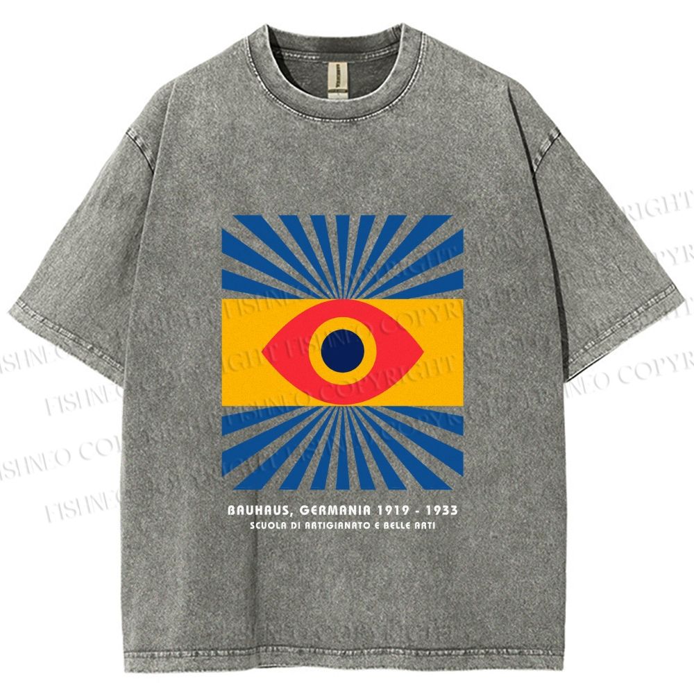 Unisex Bauhaus Eye Printed Washed Tee
