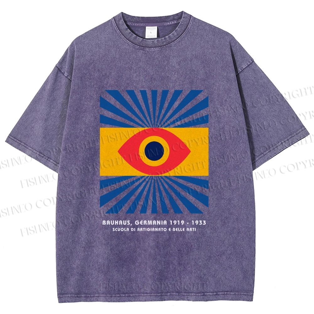 Unisex Bauhaus Eye Printed Washed Tee