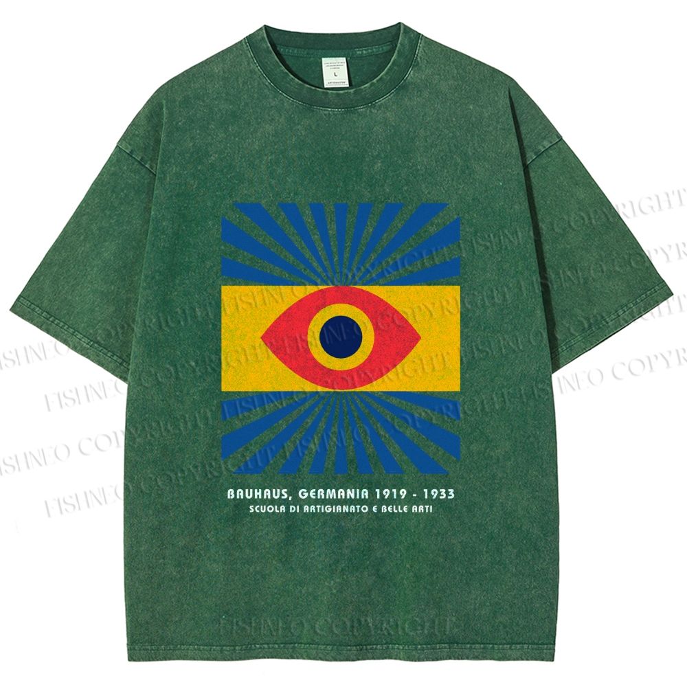 Unisex Bauhaus Eye Printed Washed Tee