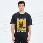 Unisex Bonjour Mon Amour Printed Washed Tee
