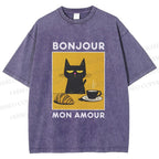 Unisex Bonjour Mon Amour Printed Washed Tee