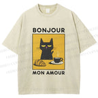 Unisex Bonjour Mon Amour Printed Washed Tee