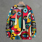 Multicolor Graffiti Color Crew Neck Sweater