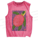 Unisex Vintage Line Style Turtle Printed Washed Tank Top