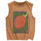 Unisex Vintage Line Style Turtle Printed Washed Tank Top