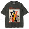 Unisex Yayoi Kusama Cats With Dots Printed Washed Tee