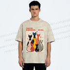 Unisex Yayoi Kusama Cats With Dots Printed Washed Tee