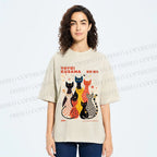 Unisex Yayoi Kusama Cats With Dots Printed Washed Tee