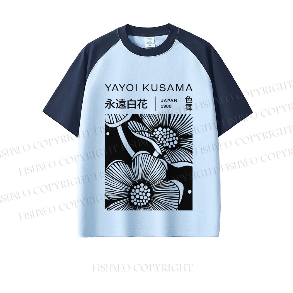 Yayoi Kusama Black Flower Dopamine color series short sleeve T-shirt
