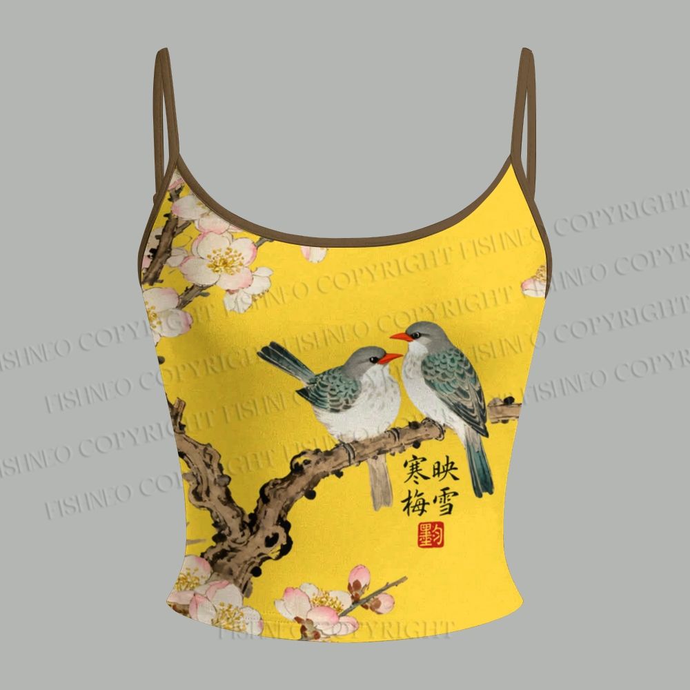 Vintage Bird in Flowers Top & Elasticated Trousers Two-Piece Set