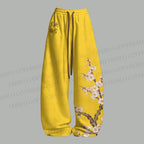 Vintage Bird in Flowers Top & Elasticated Trousers Two-Piece Set