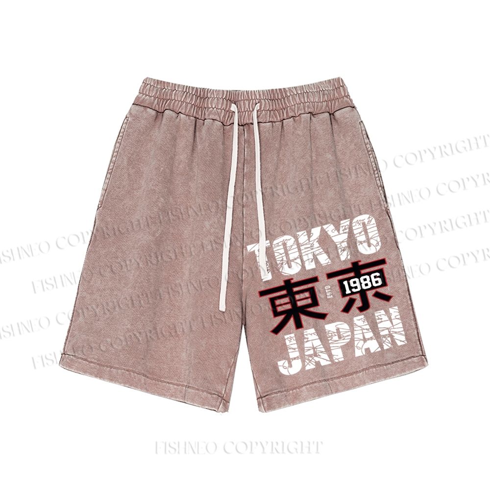 Unisex Tokyo Japan Washed Shorts